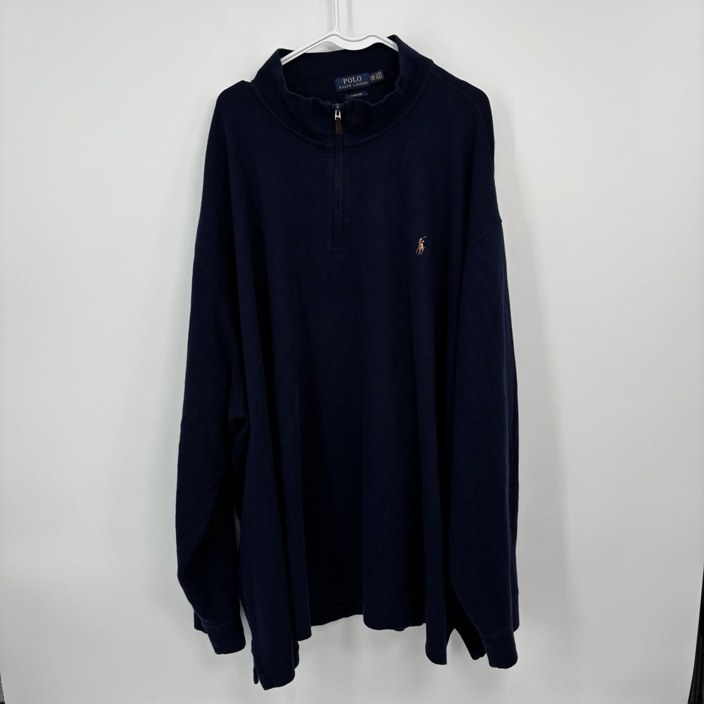 Polo Ralph Lauren Estate Rib 1/4 Zip Sweater Men's Size 5XB 5XT Navy Blue